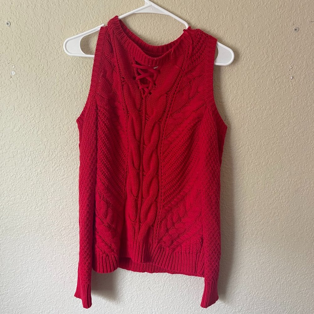 Cold Shoulder Red Sweater